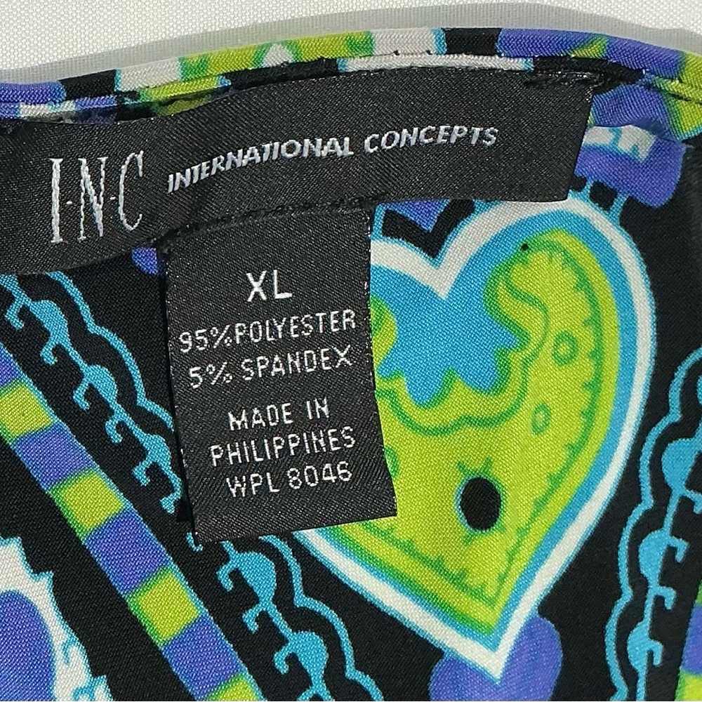 INC International Concepts Black Maxi Dress with Blue & Green Paisley Print - Picture 6 of 9